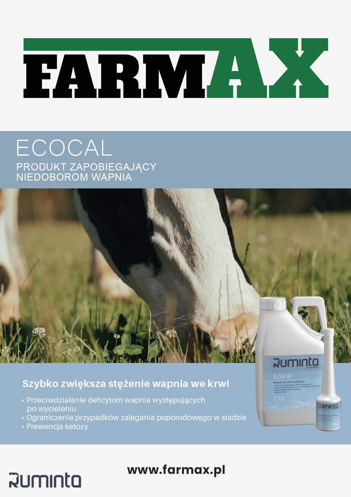 Ruminta Wlewka Wapń Magnez dla Krów/Owiec/Kóz Ecocal